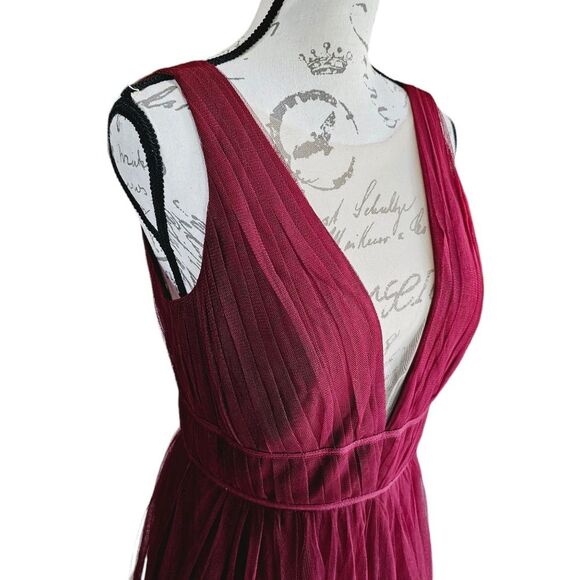 Jenny Yoo Collection x Anthropologie Sarita Rich Cabernet Tulle Maxi Dress Sz 8 - Picture 5 of 10
